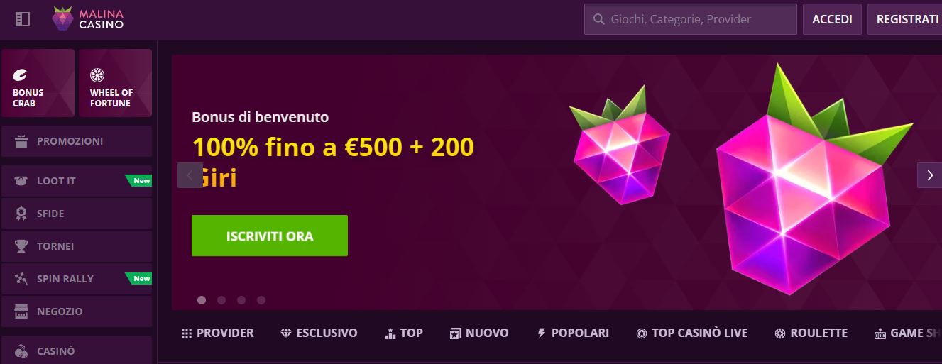 Ricevi bonus benvenuto fino a 500 euro e giri