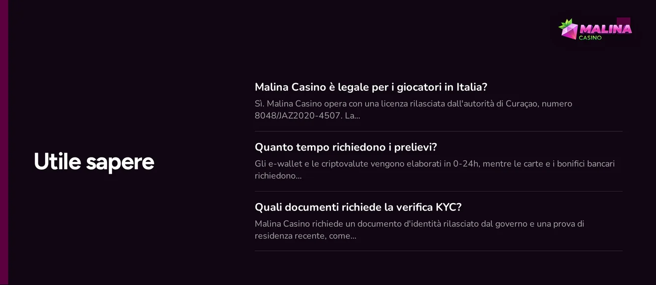 Verifica domande frequenti casino